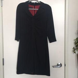 Long sleeve collared fit and flare dress